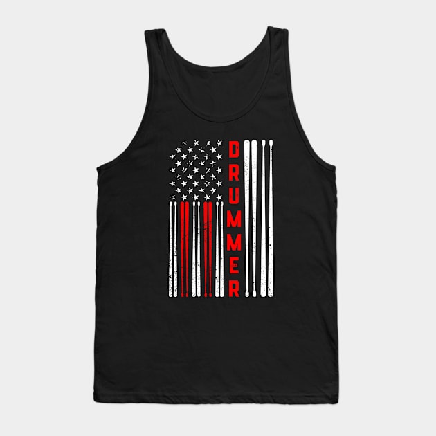 Drum Sticks 4th Of July Drummer Drumming Usa Flag Tank Top by ChrifBouglas